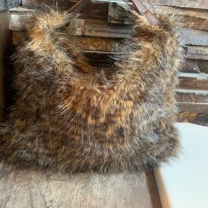 Faux fur animal print purse